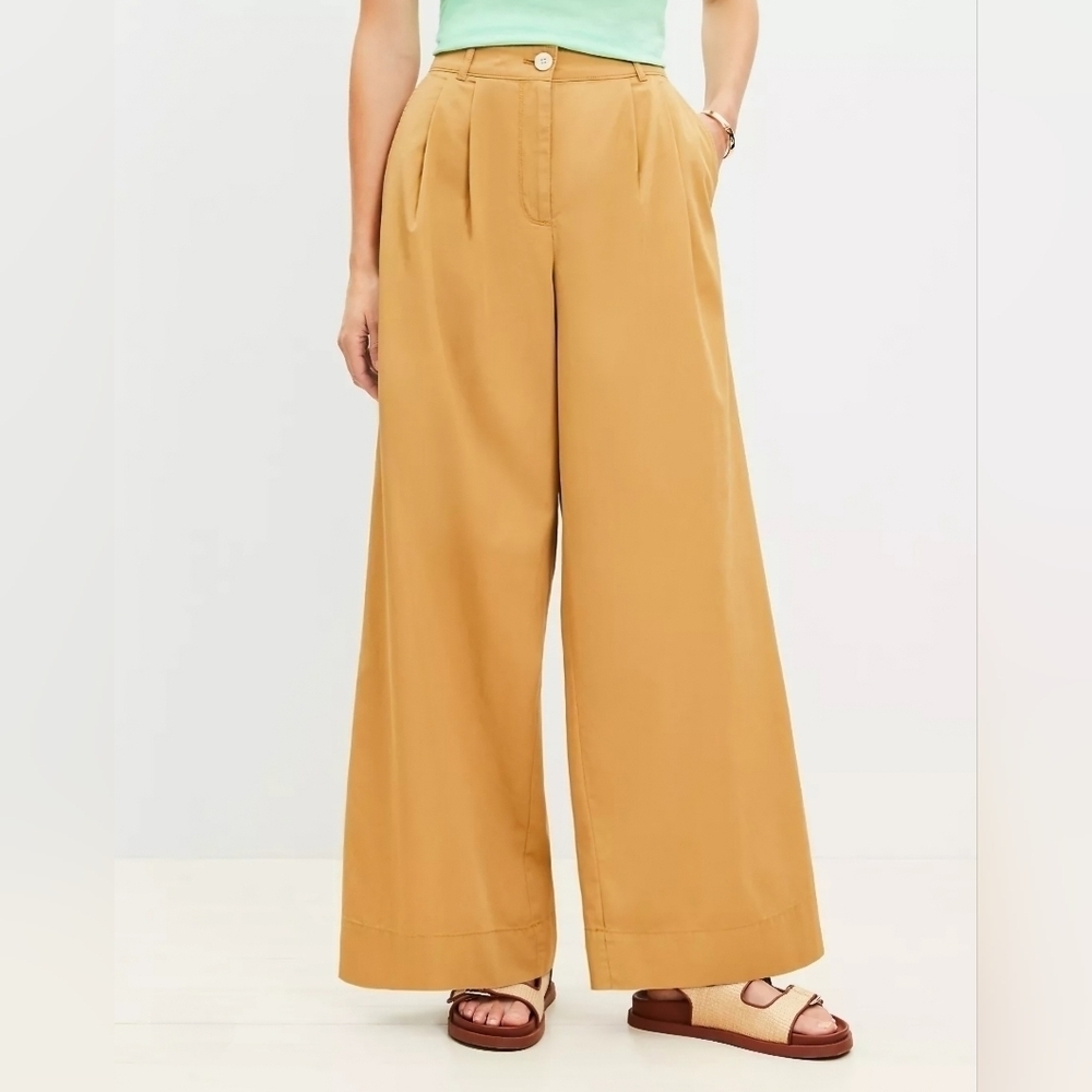 NWT | LOFT | Poplin Wide Leg Pants | Size: 6 | Military Green - Picture 4 of 9
